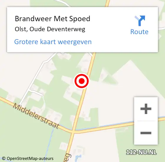 Locatie op kaart van de 112 melding: Brandweer Met Spoed Naar Olst, Oude Deventerweg op 18 april 2023 16:53