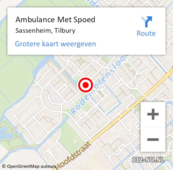 Locatie op kaart van de 112 melding: Ambulance Met Spoed Naar Sassenheim, Tilbury op 18 april 2023 17:15