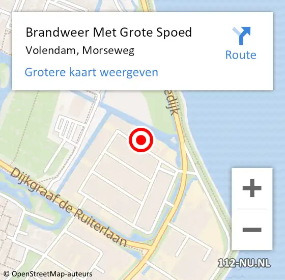 Locatie op kaart van de 112 melding: Brandweer Met Grote Spoed Naar Volendam, Morseweg op 18 april 2023 17:23