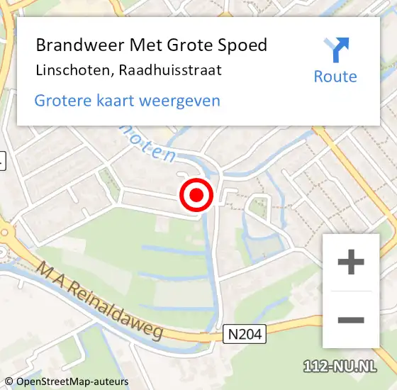 Locatie op kaart van de 112 melding: Brandweer Met Grote Spoed Naar Linschoten, Raadhuisstraat op 22 augustus 2014 16:19