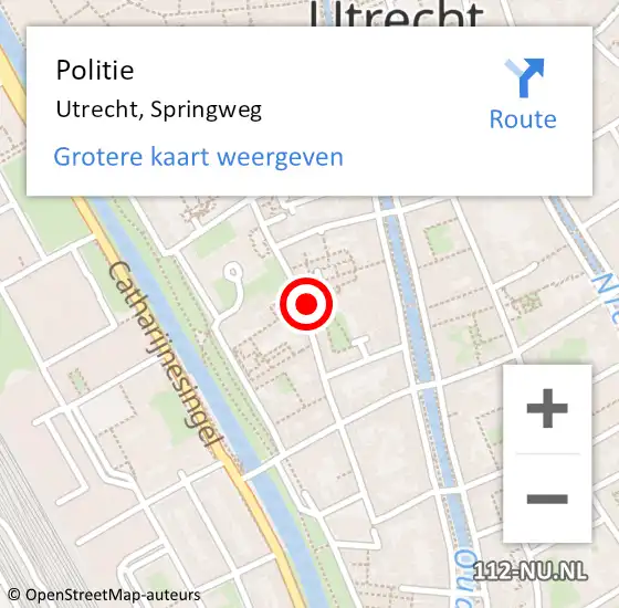 Locatie op kaart van de 112 melding: Politie Utrecht, Springweg op 18 april 2023 17:53