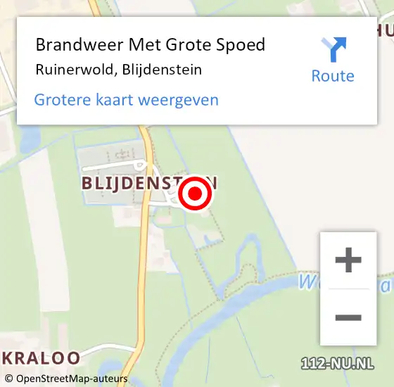 Locatie op kaart van de 112 melding: Brandweer Met Grote Spoed Naar Ruinerwold, Blijdenstein op 18 april 2023 18:25