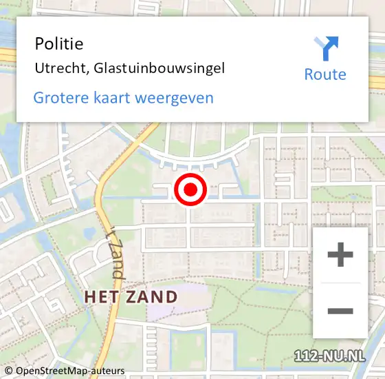 Locatie op kaart van de 112 melding: Politie Utrecht, Glastuinbouwsingel op 18 april 2023 18:29