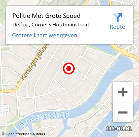 Locatie op kaart van de 112 melding: Politie Met Grote Spoed Naar Delfzijl, Cornelis Houtmanstraat op 18 april 2023 19:29