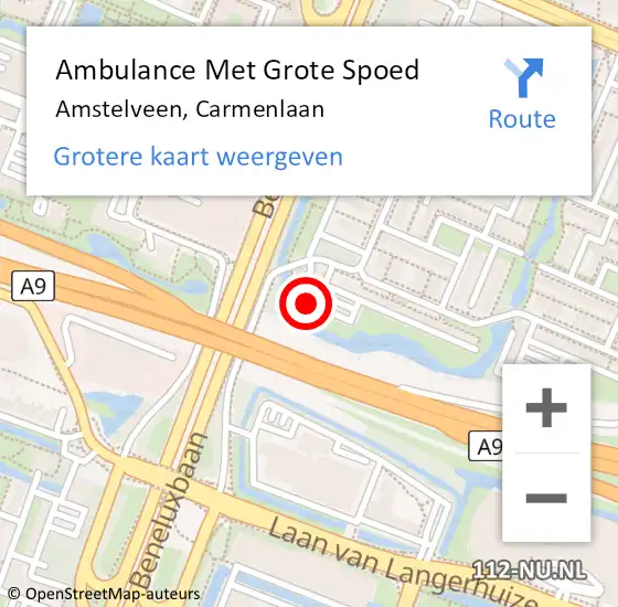 Locatie op kaart van de 112 melding: Ambulance Met Grote Spoed Naar Amstelveen, Carmenlaan op 18 april 2023 19:40
