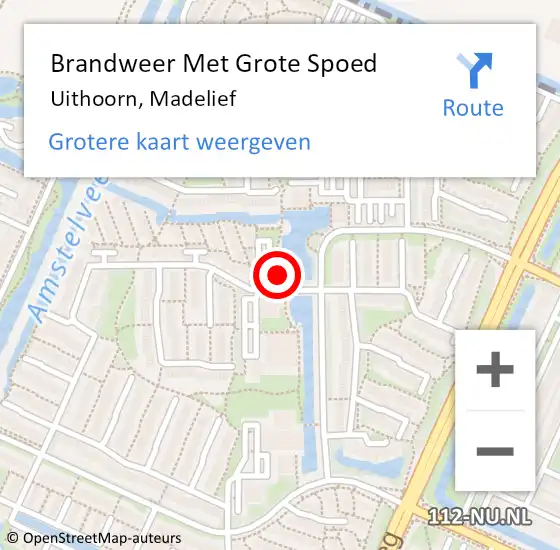 Locatie op kaart van de 112 melding: Brandweer Met Grote Spoed Naar Uithoorn, Madelief op 18 april 2023 19:40