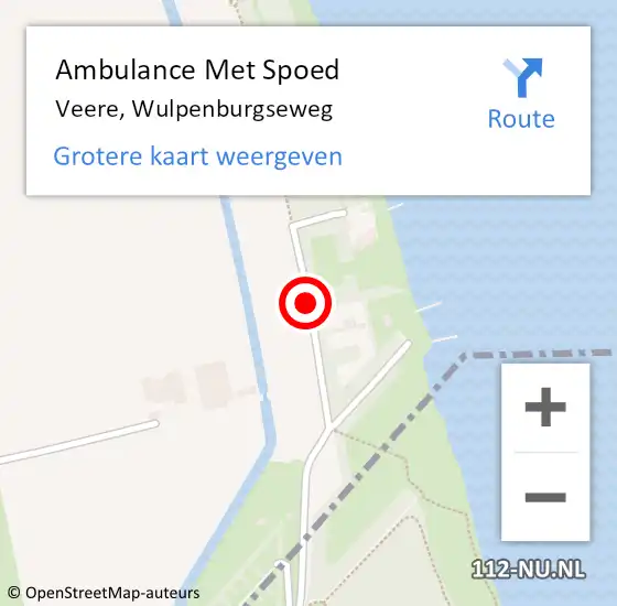 Locatie op kaart van de 112 melding: Ambulance Met Spoed Naar Veere, Wulpenburgseweg op 22 augustus 2014 16:27