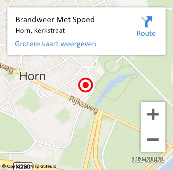 Locatie op kaart van de 112 melding: Brandweer Met Spoed Naar Horn, Kerkstraat op 18 april 2023 20:14