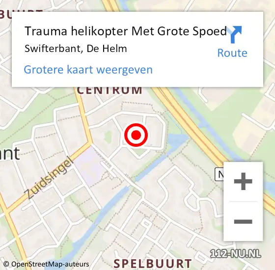 Locatie op kaart van de 112 melding: Trauma helikopter Met Grote Spoed Naar Swifterbant, De Helm op 18 april 2023 20:40