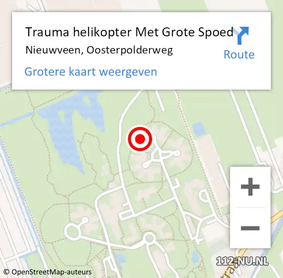 Locatie op kaart van de 112 melding: Trauma helikopter Met Grote Spoed Naar Nieuwveen, Oosterpolderweg op 18 april 2023 20:41