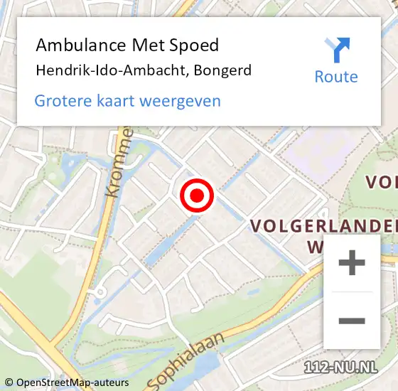 Locatie op kaart van de 112 melding: Ambulance Met Spoed Naar Hendrik-Ido-Ambacht, Bongerd op 18 april 2023 21:15