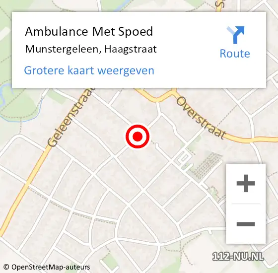 Locatie op kaart van de 112 melding: Ambulance Met Spoed Naar Munstergeleen, Haagstraat op 22 augustus 2014 16:33