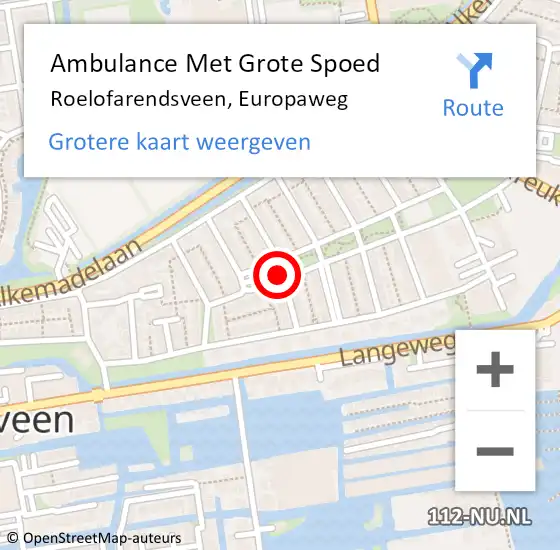 Locatie op kaart van de 112 melding: Ambulance Met Grote Spoed Naar Roelofarendsveen, Europaweg op 18 april 2023 21:49