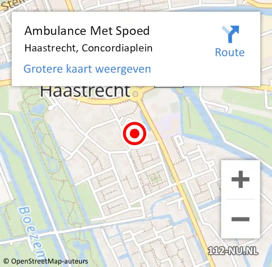 Locatie op kaart van de 112 melding: Ambulance Met Spoed Naar Haastrecht, Concordiaplein op 18 april 2023 22:00