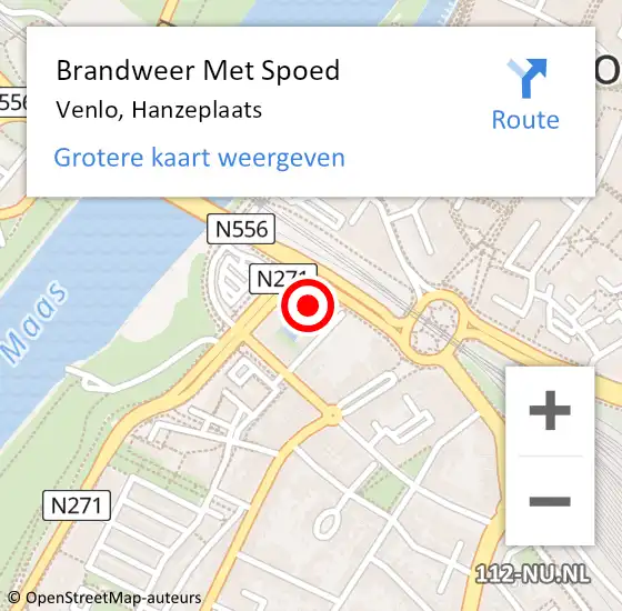 Locatie op kaart van de 112 melding: Brandweer Met Spoed Naar Venlo, Hanzeplaats op 18 april 2023 22:10