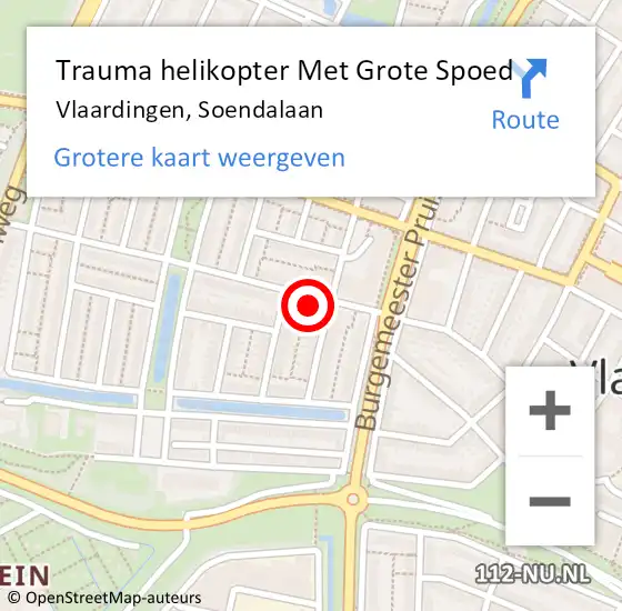 Locatie op kaart van de 112 melding: Trauma helikopter Met Grote Spoed Naar Vlaardingen, Soendalaan op 18 april 2023 22:12