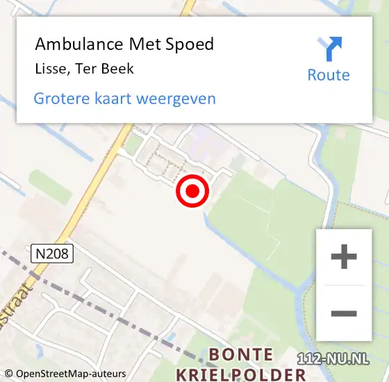 Locatie op kaart van de 112 melding: Ambulance Met Spoed Naar Lisse, Ter Beek op 18 april 2023 23:27