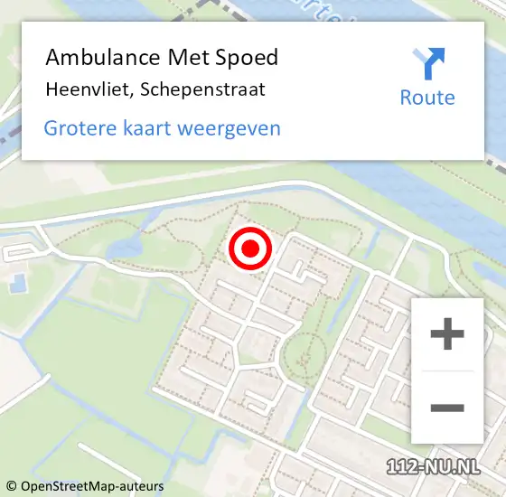 Locatie op kaart van de 112 melding: Ambulance Met Spoed Naar Heenvliet, Schepenstraat op 18 april 2023 23:33