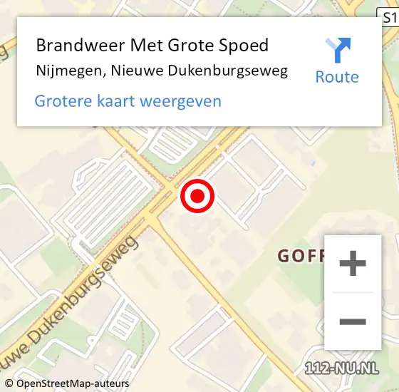 Locatie op kaart van de 112 melding: Brandweer Met Grote Spoed Naar Nijmegen, Nieuwe Dukenburgseweg op 18 april 2023 23:53