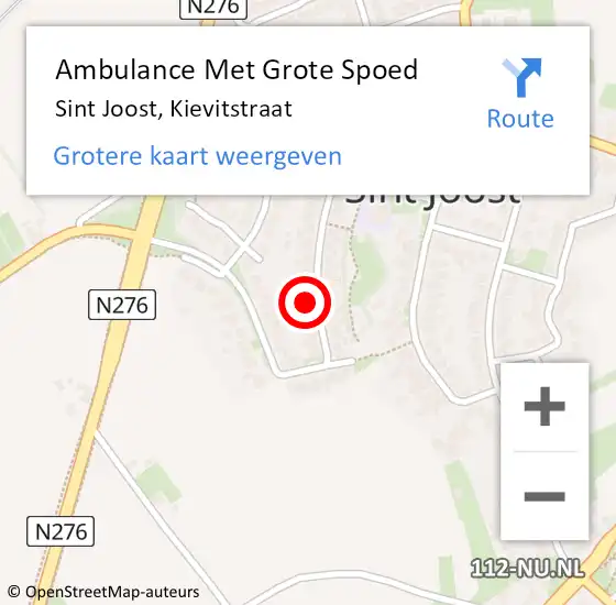 Locatie op kaart van de 112 melding: Ambulance Met Grote Spoed Naar Sint Joost, Kievitstraat op 19 april 2023 00:03