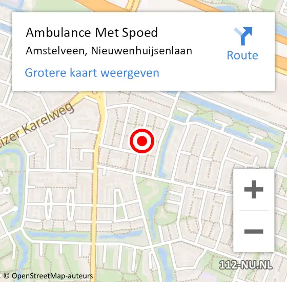 Locatie op kaart van de 112 melding: Ambulance Met Spoed Naar Amstelveen, Nieuwenhuijsenlaan op 19 april 2023 00:24