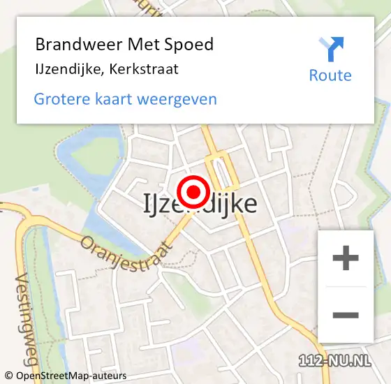 Locatie op kaart van de 112 melding: Brandweer Met Spoed Naar IJzendijke, Kerkstraat op 19 april 2023 01:10