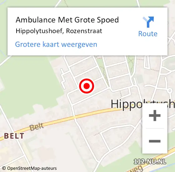 Locatie op kaart van de 112 melding: Ambulance Met Grote Spoed Naar Hippolytushoef, Rozenstraat op 19 april 2023 02:23