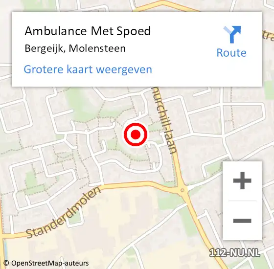 Locatie op kaart van de 112 melding: Ambulance Met Spoed Naar Bergeijk, Molensteen op 22 augustus 2014 16:46