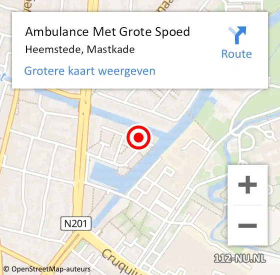 Locatie op kaart van de 112 melding: Ambulance Met Grote Spoed Naar Heemstede, Mastkade op 19 april 2023 03:39