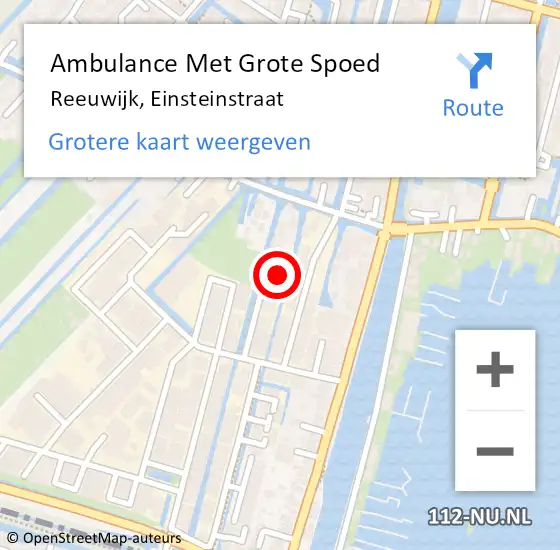 Locatie op kaart van de 112 melding: Ambulance Met Grote Spoed Naar Reeuwijk, Einsteinstraat op 19 april 2023 06:45