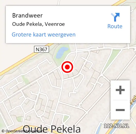 Locatie op kaart van de 112 melding: Brandweer Oude Pekela, Veenroe op 19 april 2023 07:36