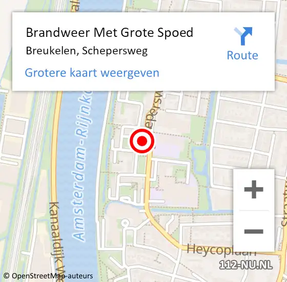 Locatie op kaart van de 112 melding: Brandweer Met Grote Spoed Naar Breukelen, Schepersweg op 19 april 2023 08:05