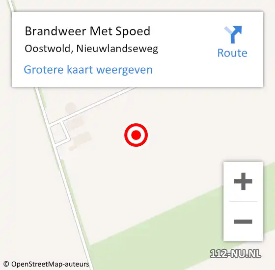 Locatie op kaart van de 112 melding: Brandweer Met Spoed Naar Oostwold, Nieuwlandseweg op 19 april 2023 08:19