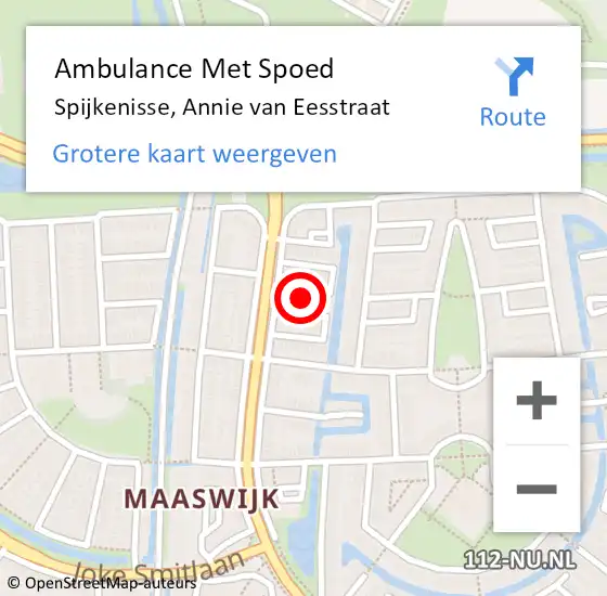 Locatie op kaart van de 112 melding: Ambulance Met Spoed Naar Spijkenisse, Annie van Eesstraat op 19 april 2023 08:25