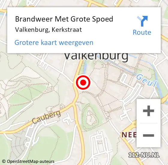 Locatie op kaart van de 112 melding: Brandweer Met Grote Spoed Naar Valkenburg, Kerkstraat op 19 april 2023 08:35