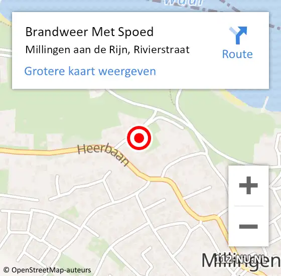 Locatie op kaart van de 112 melding: Brandweer Met Spoed Naar Millingen aan de Rijn, Rivierstraat op 19 april 2023 08:40