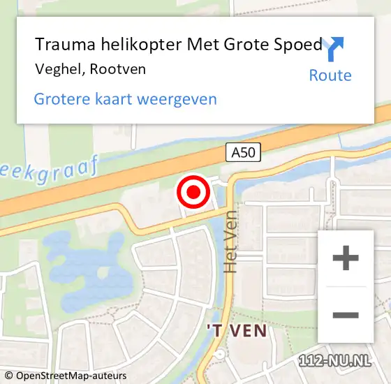 Locatie op kaart van de 112 melding: Trauma helikopter Met Grote Spoed Naar Veghel, Rootven op 19 april 2023 08:43