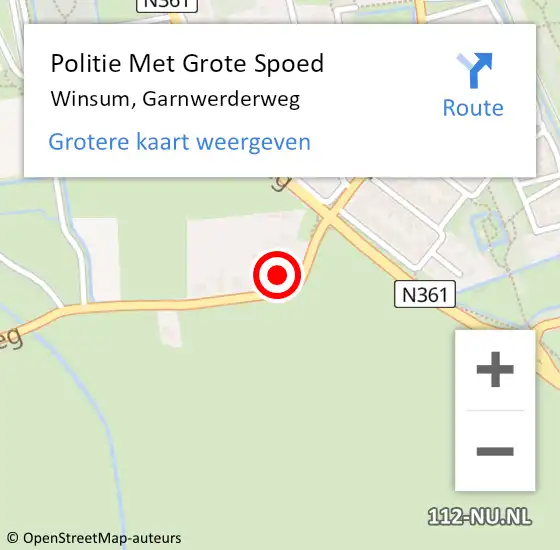 Locatie op kaart van de 112 melding: Politie Met Grote Spoed Naar Winsum, Garnwerderweg op 19 april 2023 09:20