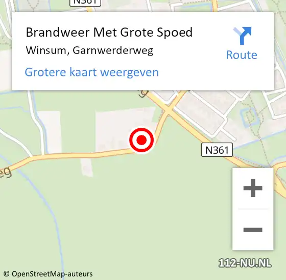 Locatie op kaart van de 112 melding: Brandweer Met Grote Spoed Naar Winsum, Garnwerderweg op 19 april 2023 09:22