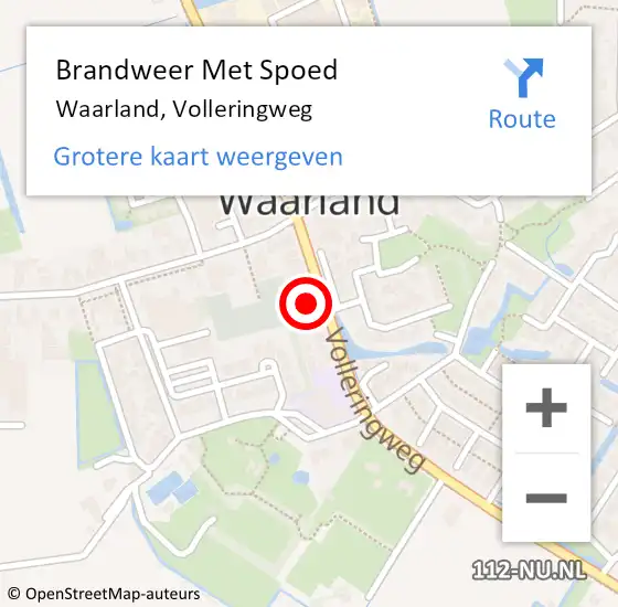 Locatie op kaart van de 112 melding: Brandweer Met Spoed Naar Waarland, Volleringweg op 19 april 2023 09:52