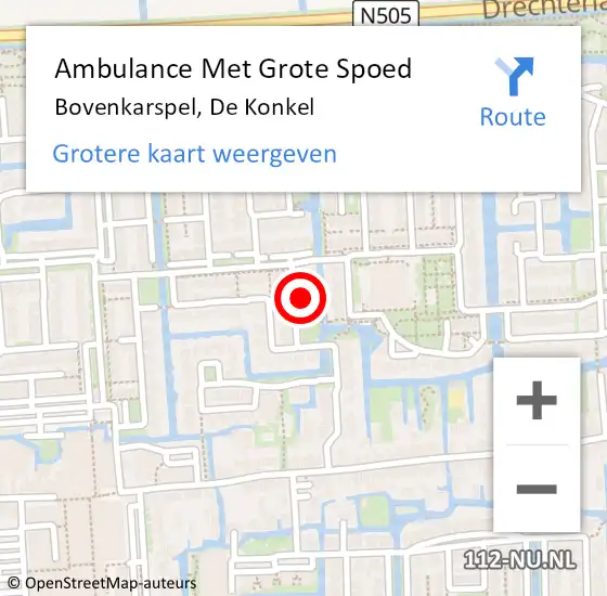 Locatie op kaart van de 112 melding: Ambulance Met Grote Spoed Naar Bovenkarspel, De Konkel op 19 april 2023 10:03