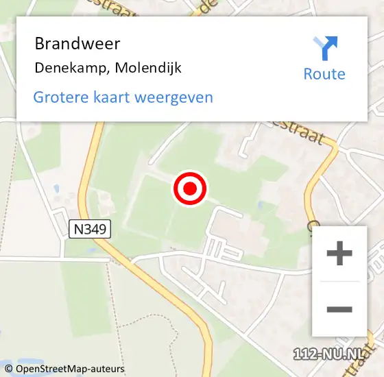 Locatie op kaart van de 112 melding: Brandweer Denekamp, Molendijk op 19 april 2023 10:16