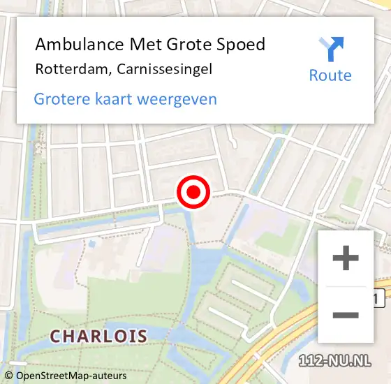 Locatie op kaart van de 112 melding: Ambulance Met Grote Spoed Naar Rotterdam, Carnissesingel op 19 april 2023 10:34
