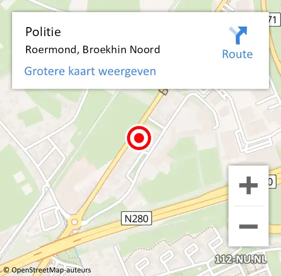 Locatie op kaart van de 112 melding: Politie Roermond, Broekhin Noord op 19 april 2023 11:20
