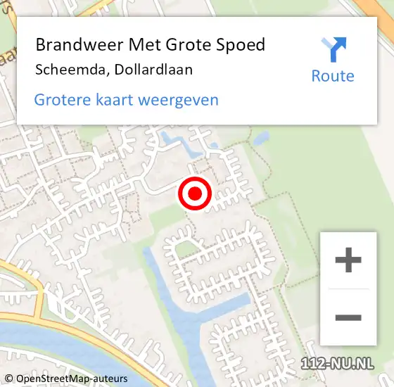 Locatie op kaart van de 112 melding: Brandweer Met Grote Spoed Naar Scheemda, Dollardlaan op 19 april 2023 11:22