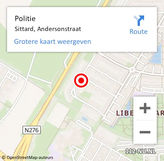 Locatie op kaart van de 112 melding: Politie Sittard, Andersonstraat op 19 april 2023 11:24