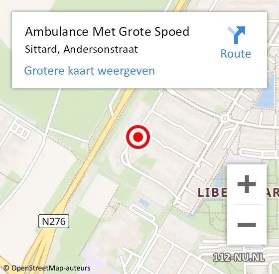 Locatie op kaart van de 112 melding: Ambulance Met Grote Spoed Naar Sittard, Andersonstraat op 19 april 2023 11:25