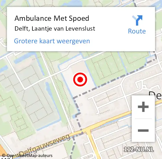 Locatie op kaart van de 112 melding: Ambulance Met Spoed Naar Delft, Laantje van Levenslust op 19 april 2023 11:34