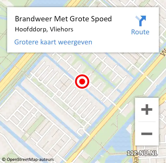 Locatie op kaart van de 112 melding: Brandweer Met Grote Spoed Naar Hoofddorp, Vliehors op 19 april 2023 11:44