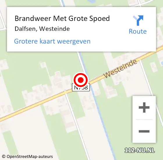 Locatie op kaart van de 112 melding: Brandweer Met Grote Spoed Naar Dalfsen, Westeinde op 19 april 2023 11:50